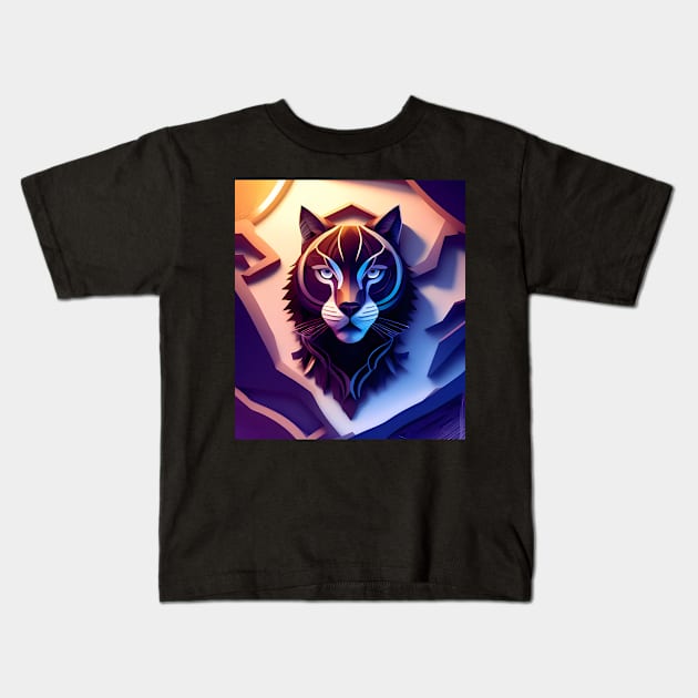 AI-Generated black lion Kids T-Shirt by MeatLuvers